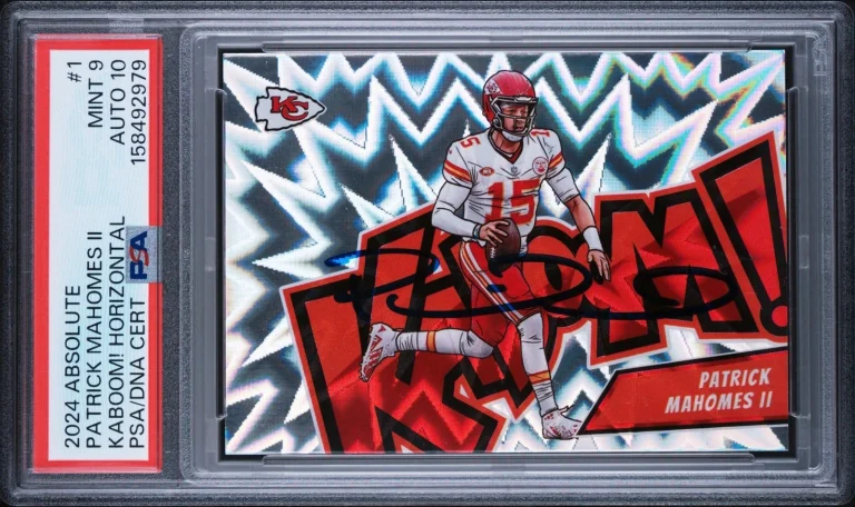 Patrick Mahomes Autographed 2024 Panini Absolute Horizontal Kaboom Auto #1 PSA 9