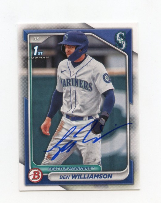 BEN WILLIAMSON SIGNED AUTOGRAPHED 2024 BOWMAN BASEBALL CARD AUTO