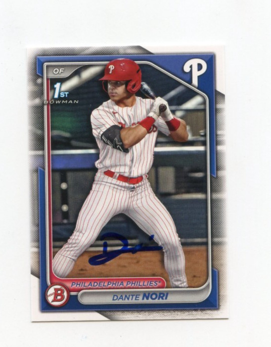 DANTE NORI SIGNED AUTOGRAPHED 2024 BOWMAN DRAFT BASEBALL CARD AUTO