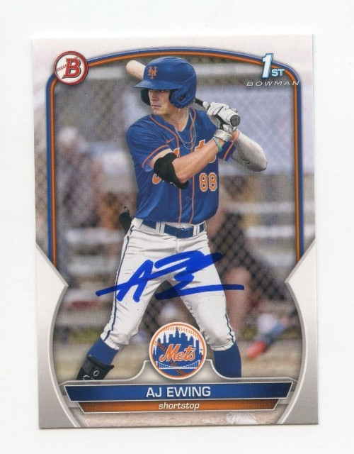 AJ EWING SIGNED AUTOGRAPHED 2023 BOWMAN DRAFT BASEBALL CARD AUTO