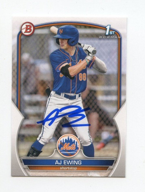 AJ EWING SIGNED AUTOGRAPHED 2023 BOWMAN DRAFT BASEBALL CARD AUTO