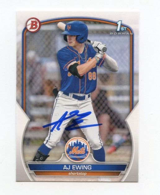 AJ EWING SIGNED AUTOGRAPHED 2023 BOWMAN DRAFT BASEBALL CARD AUTO