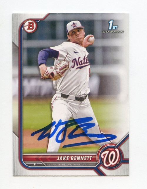 JAKE BENNETT SIGNED AUTOGRAPHED 2022 BOWMAN DRAFT BASEBALL CARD AUTO