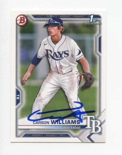 CARSON WILLIAMS SIGNED AUTOGRAPHED 2021 BOWMAN DRAFT BASEBALL CARD AUTO