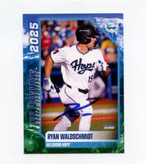 RYAN WALDSCHMIDT SIGNED 2025 NORTHWEST LEAGUE TOP PROSPECT CARD AUTO