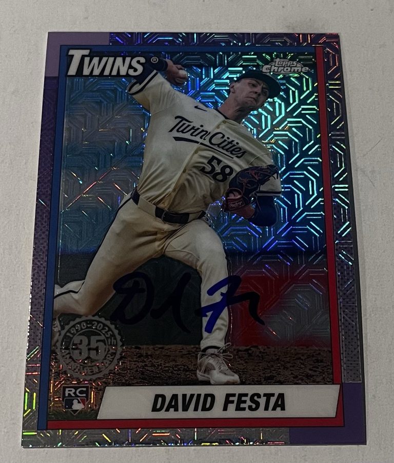 DAVID FESTA SIGNED 2025 TOPPS CHROME PURPLE 35 YEARS BASEBALL CARD AUTO