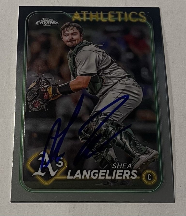 SHEA LANGELIERS SIGNED 2024 TOPPS CHROME BASEBALL CARD AUTO