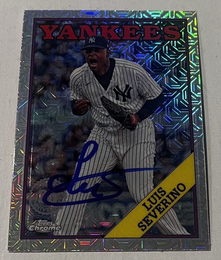 LUIS SEVERINO SIGNED 2023 TOPPS CHROME 35 YEARS BASEBALL CARD AUTO