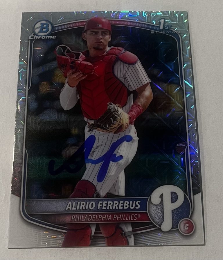 ALIRIO FERREBUS SIGNED 2025 BOWMAN CHROME PROSPECT BASEBALL CARD AUTO
