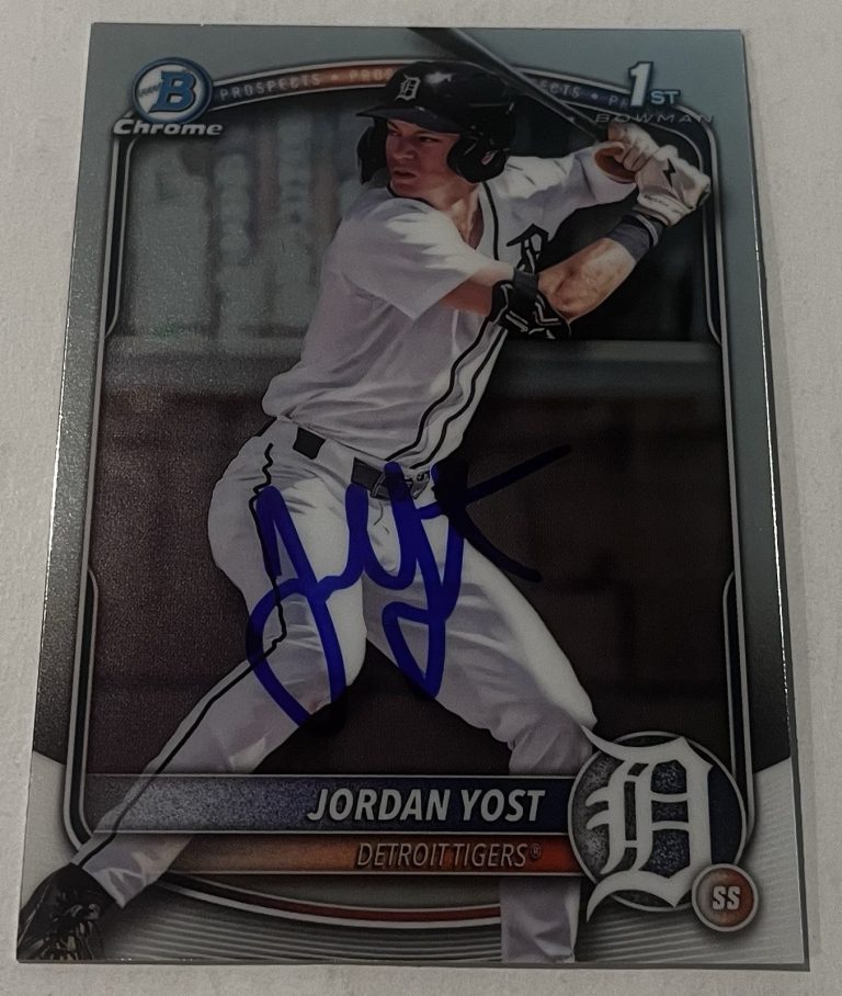 JORDAN YOST SIGNED 2025 BOWMAN CHROME DRAFT PROSPECT BASEBALL CARD AUTO