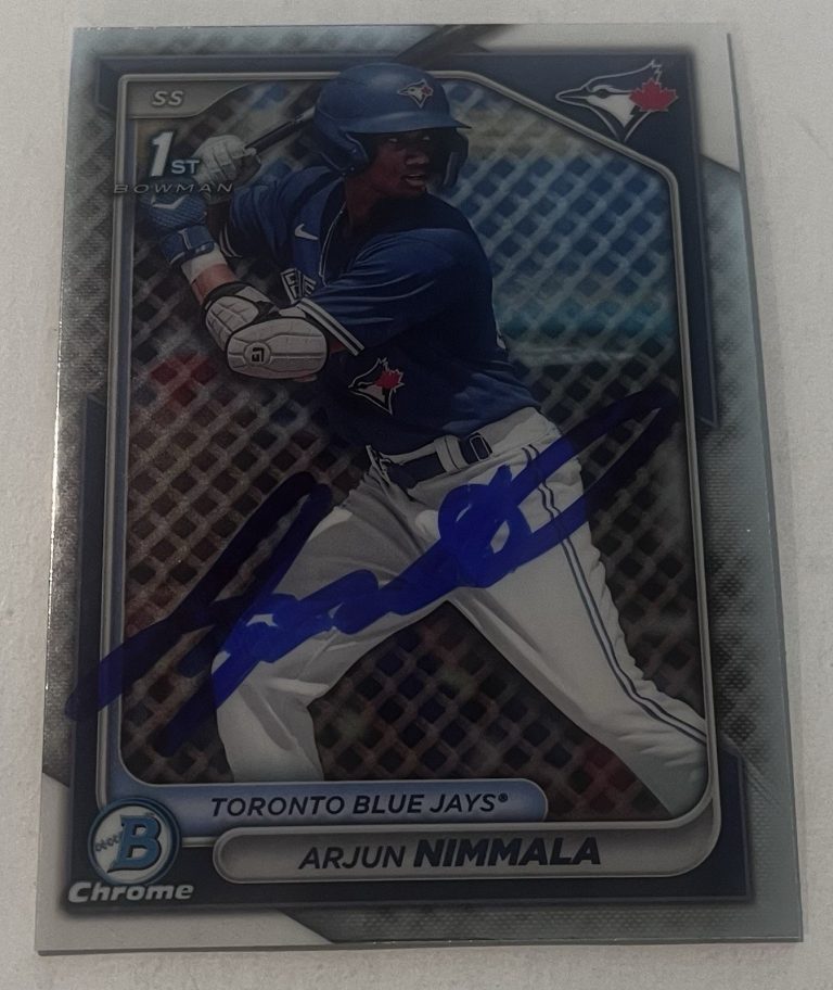 ARJUN NIMMALA SIGNED 2024 BOWMAN CHROME PROSPECT BASEBALL CARD AUTO