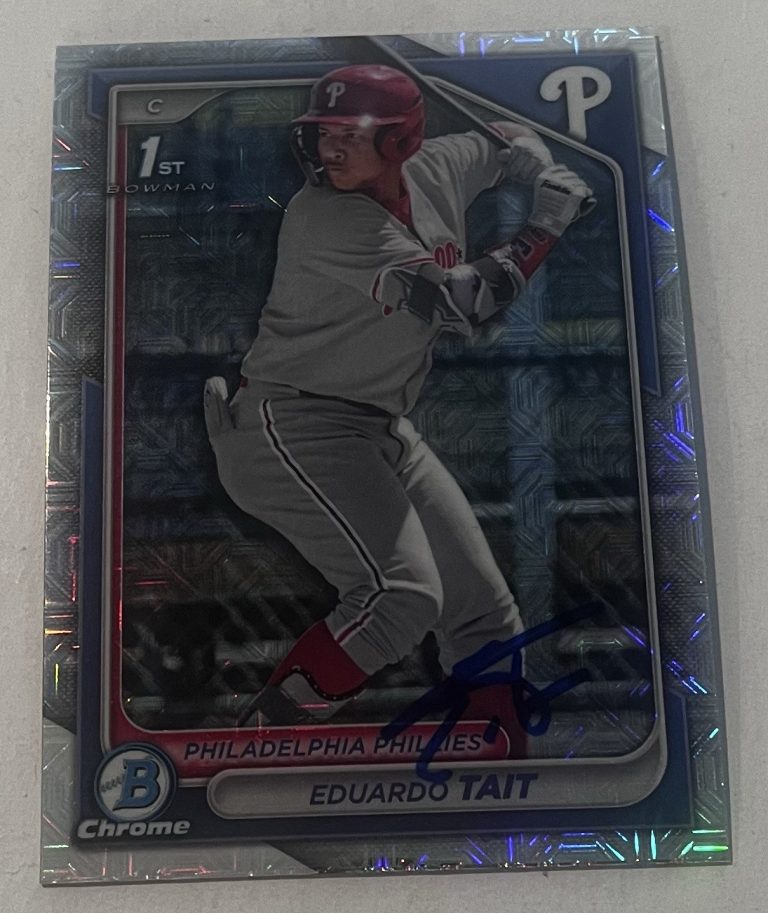 EDUARDO TAIT SIGNED 2024 BOWMAN CHROME PROSPECT BASEBALL CARD AUTO