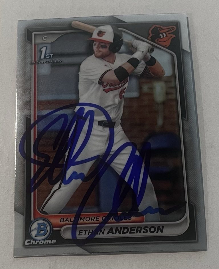 ETHAN ANDERSON SIGNED 2024 BOWMAN DRAFT CHROME PROSPECT BASEBALL CARD AUTO