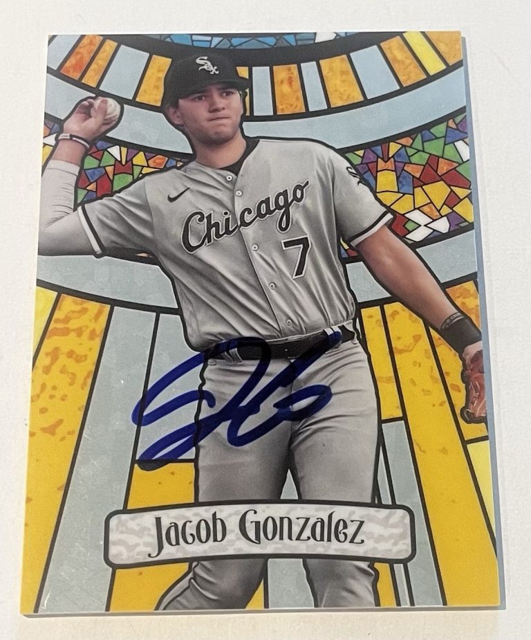 JACOB GONZALEZ SIGNED 2023 BOWMAN CHROME DRAFT STAIND GLASS CARD AUTO