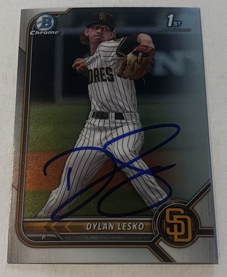 DYLAN LESKO SIGNED 2022 BOWMAN DRAFT CHROME PROSPECTS CARD AUTO