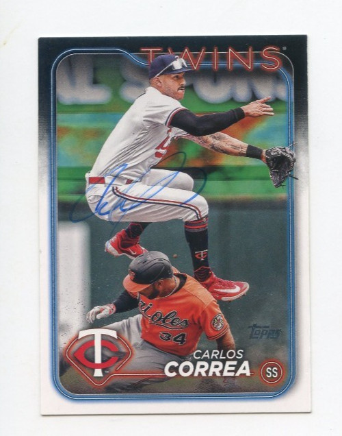 CARLOS CORREA SIGNED AUTOGRAPHED 2024 TOPPS BASEBALL CARD AUTO