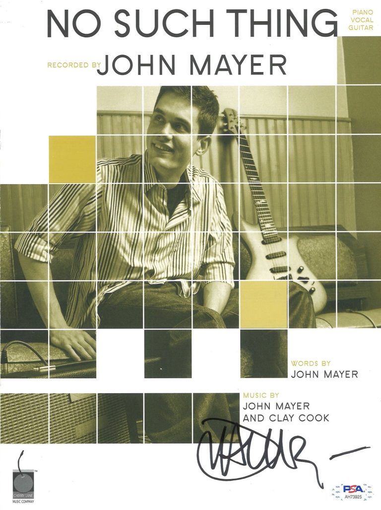 John Mayer Signed No Such Thing Sheet Music PSA DNA COA Full Vintage Signature