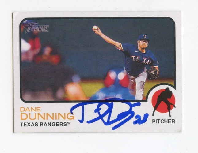 DANE DUNNING SIGNED AUTOGRAPHED 2022 TOPPS HERITAGE BASEBALL CARD AUTO