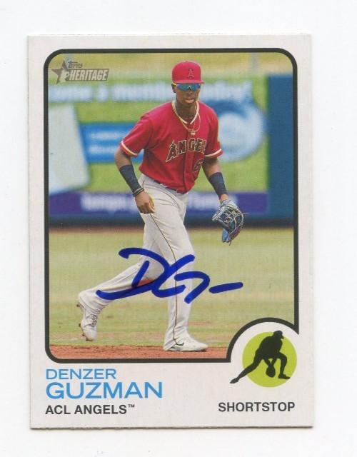 DENZER GUZMAN SIGNED AUTOGRAPHED 2022 TOPPS HERITAGE MINORS CARD AUTO