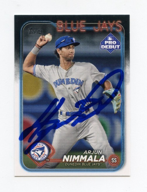 ARJUN NIMMALA SIGNED AUTOGRAPHED 2024 TOPPS PRO DEBUT BASEBALL CARD AUTO