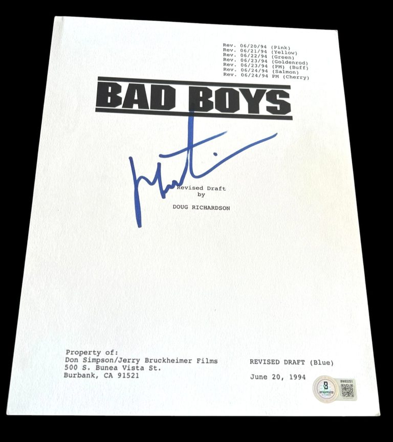 MARTIN LAWRENCE SIGNED AUTOGRAPH MOVIE SCRIPT BAD BOYS WILL SMITH BECKETT BAS D