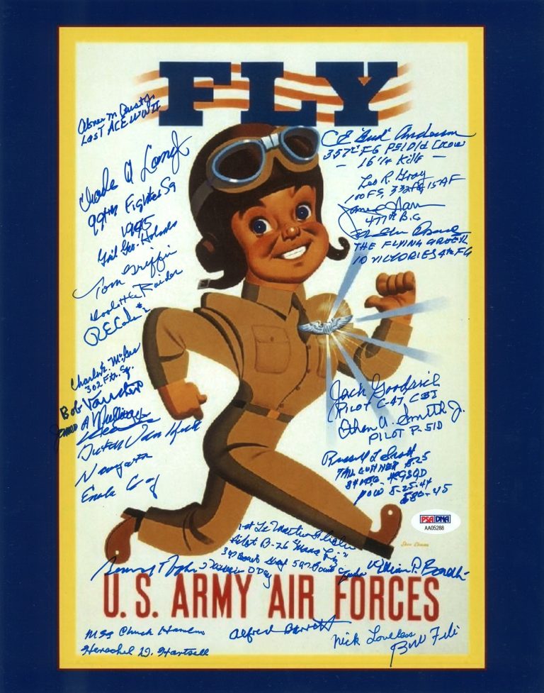 WWII US Army Air Forces Signed 11x14 Photograph 25 Veterans PSA DNA LOA