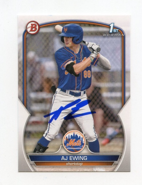 AJ EWING SIGNED AUTOGRAPHED 2023 BOWMAN DRAFT BASEBALL CARD AUTO