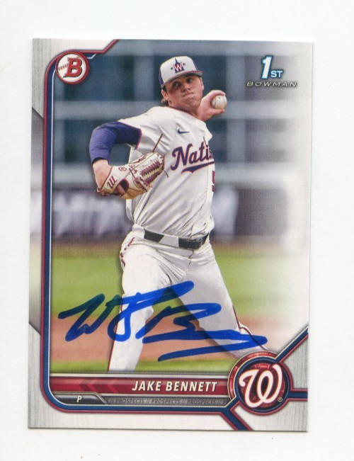 JAKE BENNETT SIGNED AUTOGRAPHED 2022 BOWMAN DRAFT BASEBALL CARD AUTO