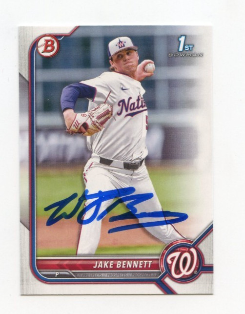 JAKE BENNETT SIGNED AUTOGRAPHED 2022 BOWMAN DRAFT BASEBALL CARD AUTO