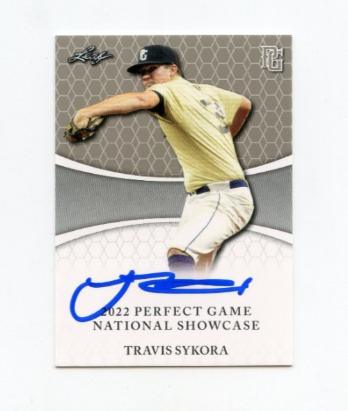 TRAVIS SYKORA SIGNED 2022 LEAF PERFECT GAME BASEBALL CARD AUTO