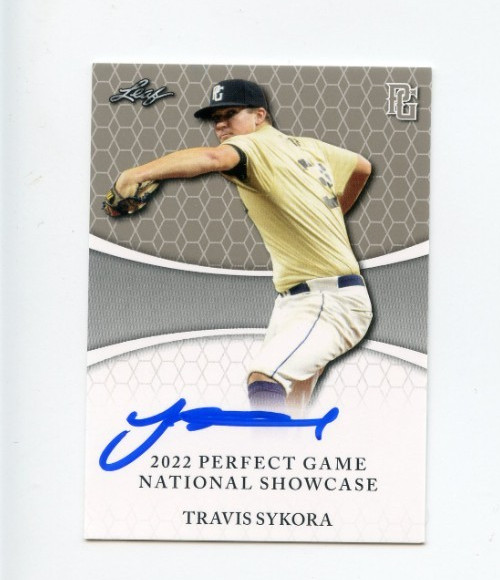 TRAVIS SYKORA SIGNED 2022 LEAF PERFECT GAME BASEBALL CARD AUTO
