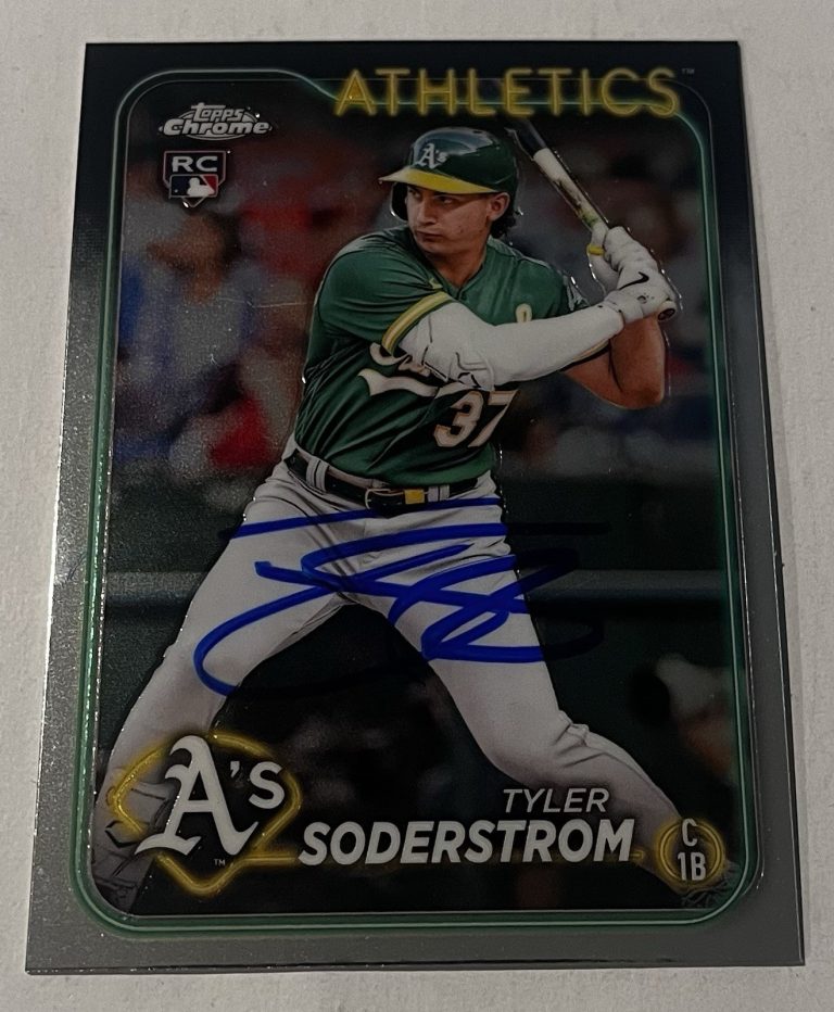 TYLER SODERSTROM SIGNED 2024 TOPPS CHROME BASEBALL CARD AUTO