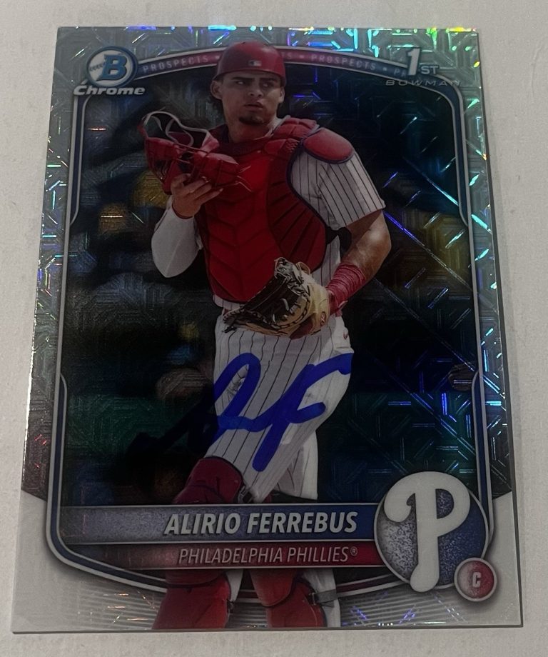 ALIRIO FERREBUS SIGNED 2025 BOWMAN CHROME PROSPECT BASEBALL CARD AUTO