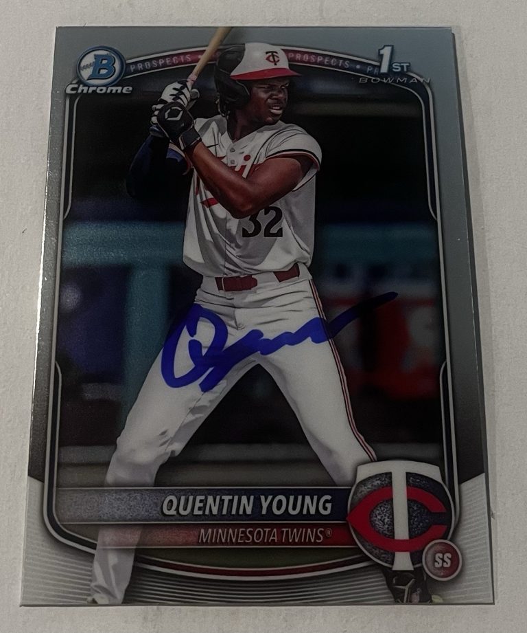 QUENTIN YOUNG SIGNED 2025 BOWMAN CHROME DRAFT PROSPECT BASEBALL CARD AUTO