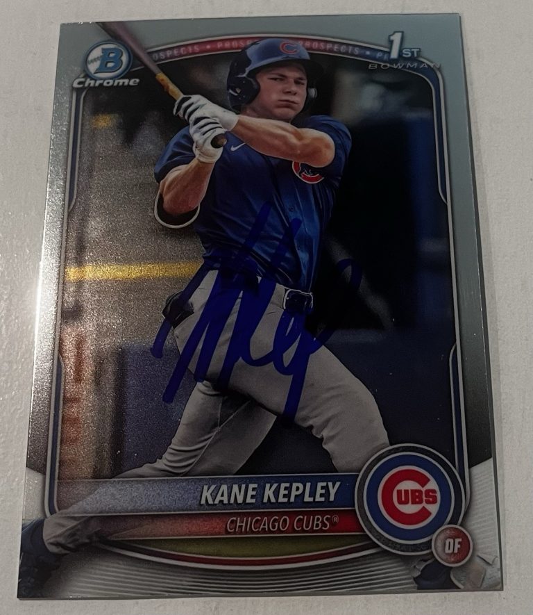 KANE KEPLEY SIGNED 2025 BOWMAN CHROME DRAFT PROSPECT BASEBALL CARD AUTO