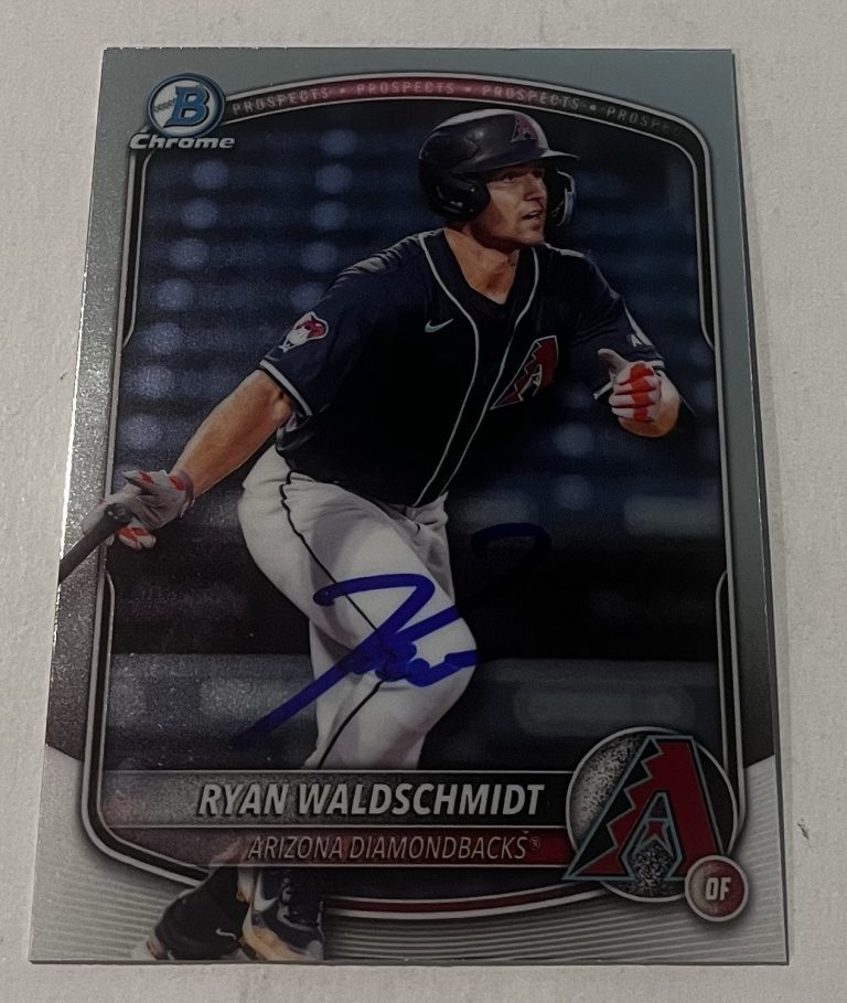 RYAN WALDSCHMIDT SIGNED 2025 BOWMAN CHROME DRAFT PROSPECT BASEBALL CARD AUTO