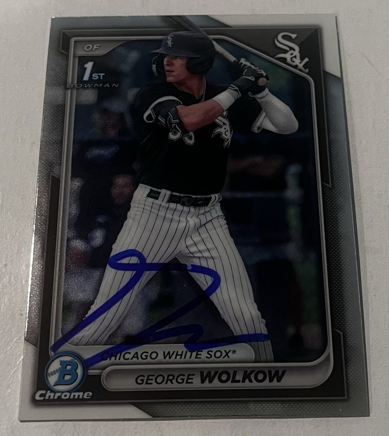 GEORGE WOLKOW SIGNED 2024 BOWMAN CHROME PROSPECT BASEBALL CARD AUTO
