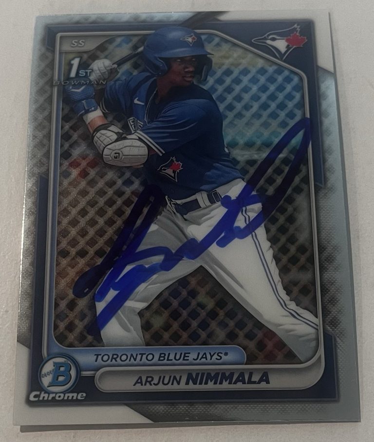 ARJUN NIMMALA SIGNED 2024 BOWMAN CHROME PROSPECT BASEBALL CARD AUTO