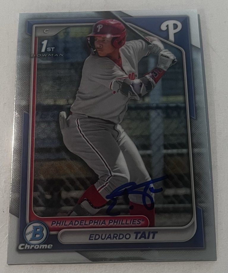 EDUARDO TAIT SIGNED 2024 BOWMAN CHROME PROSPECT BASEBALL CARD AUTO