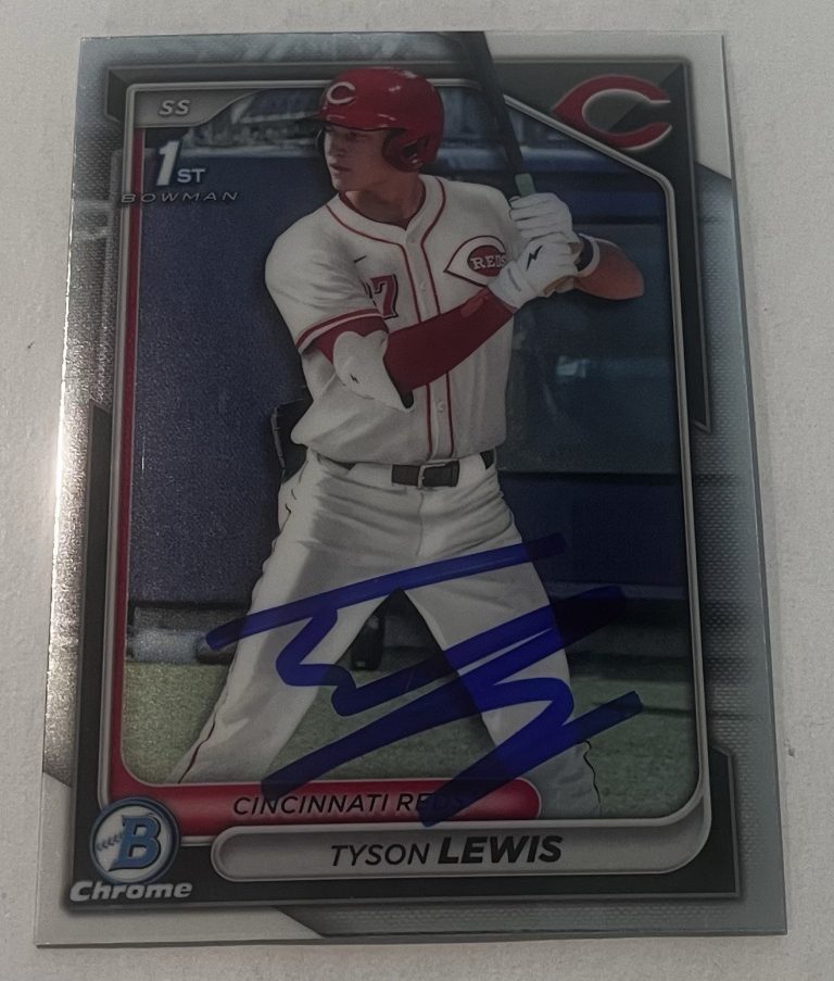 TYSON LEWIS SIGNED 2024 BOWMAN DRAFT CHROME PROSPECT BASEBALL CARD AUTO