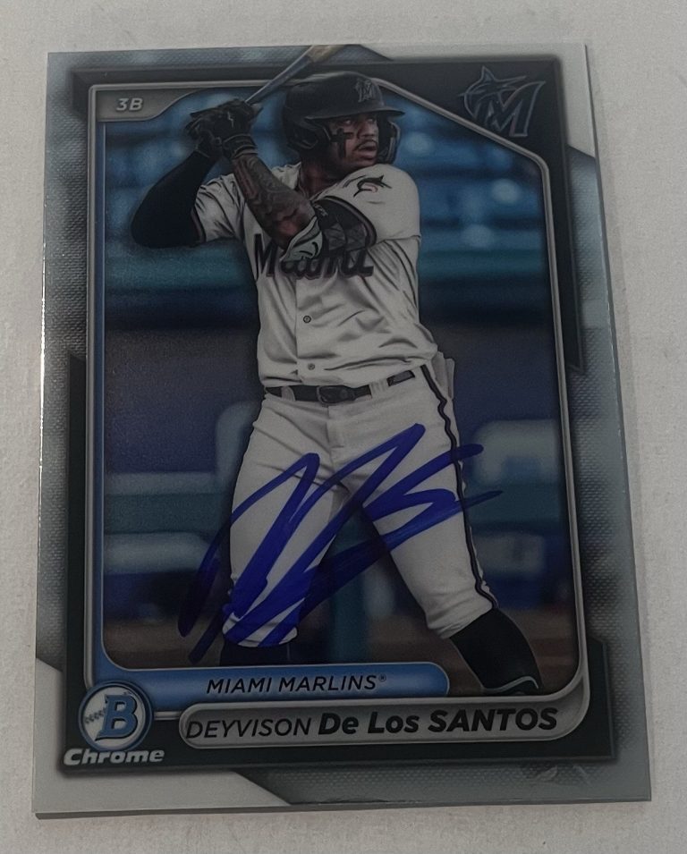 DEYVISON DE LOS SANTOS SIGNED 2024 BOWMAN DRAFT CHROME BASEBALL CARD AUTO