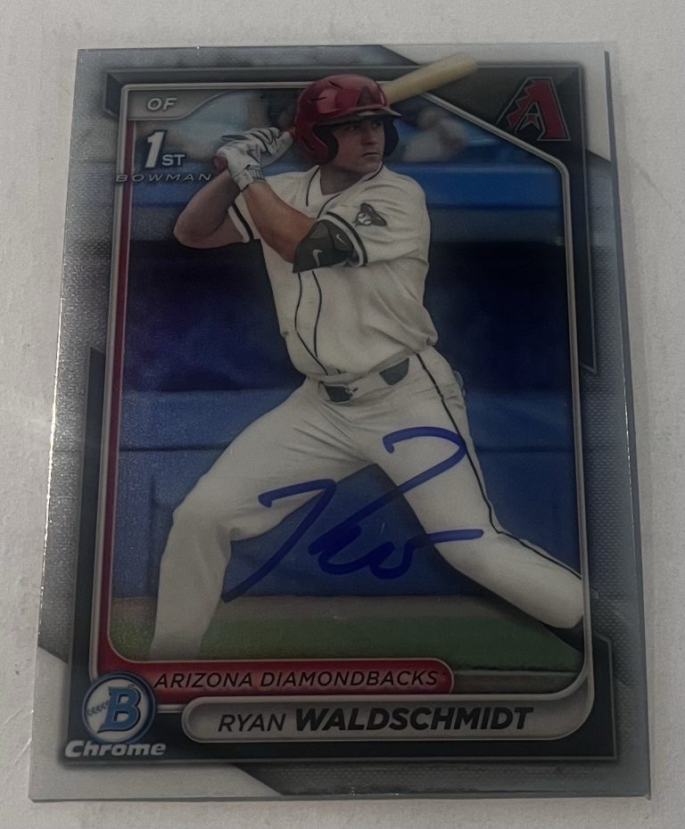 RYAN WALDSCHMIDT SIGNED 2024 BOWMAN CHROME DRAFT PROSPECT BASEBALL CARD AUTO