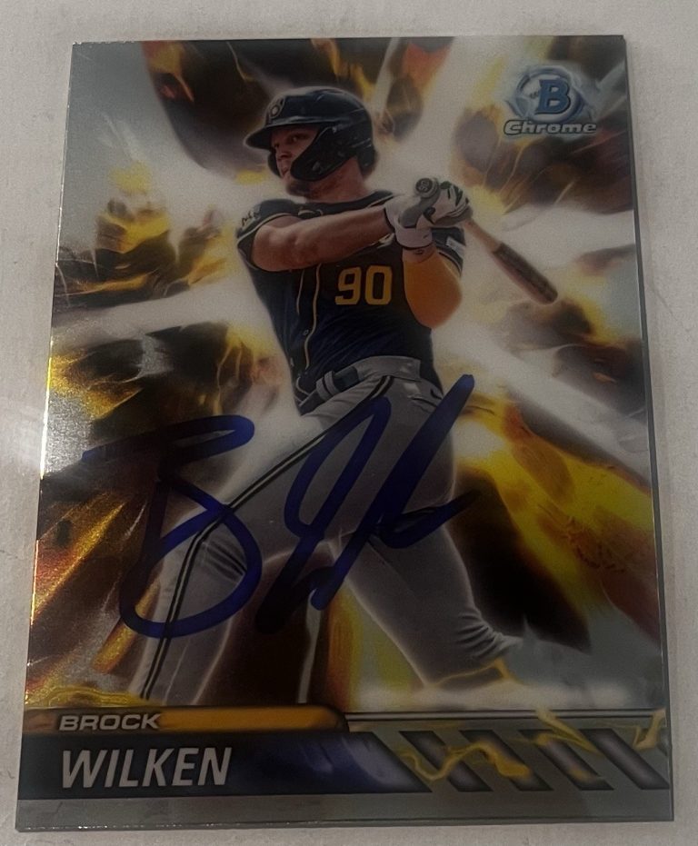 BROCK WILKEN SIGNED 2024 BOWMAN DRAFT CHROME PLASMA POWER BASEBALL CARD AUTO