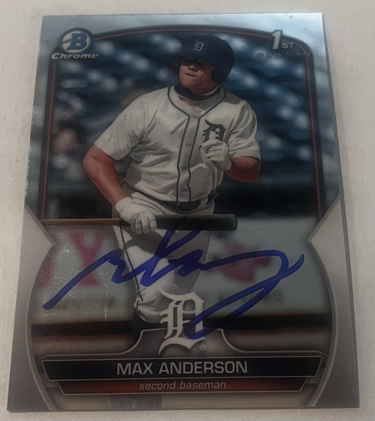 MAX ANDERSON SIGNED 2023 BOWMAN CHROME DRAFT PROSPECT BASEBALL CARD AUTO