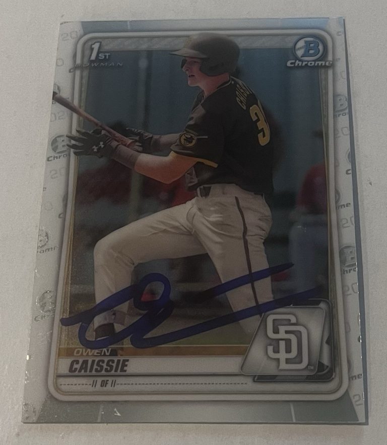 OWEN CAISSIE SIGNED 2020 BOWMAN DRAFT CHROME PROSPECT CARD AUTO