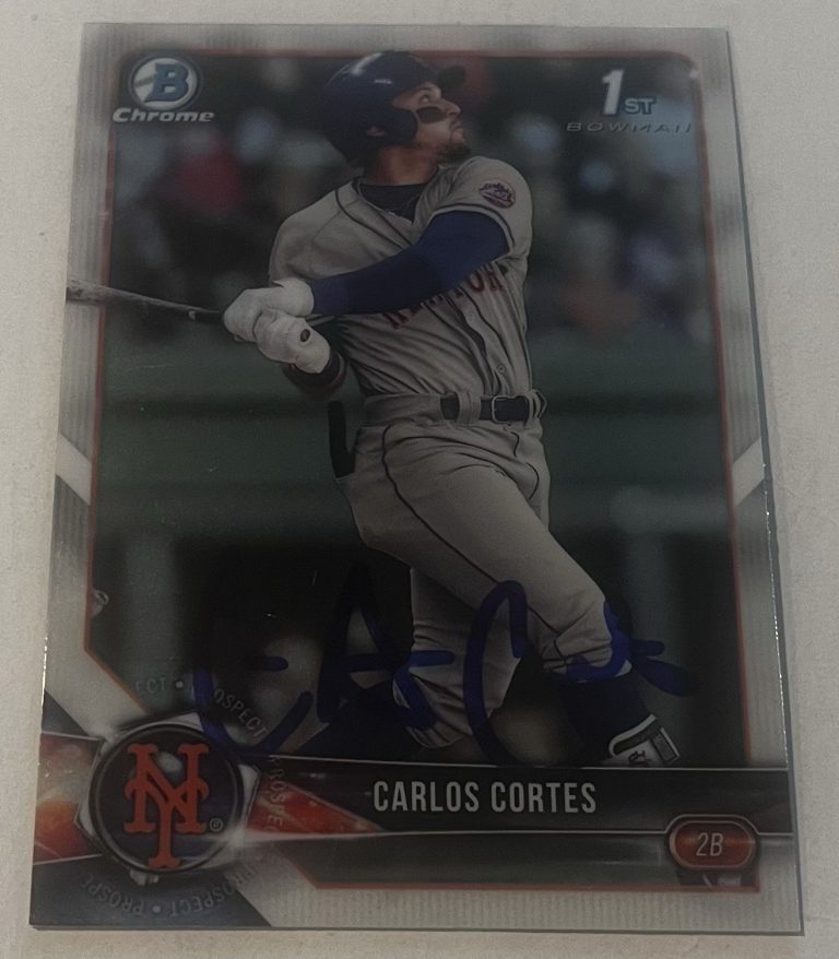 CARLOS CORTES SIGNED 2018 BOWMAN DRAFT CHROME PROSPECT CARD AUTO