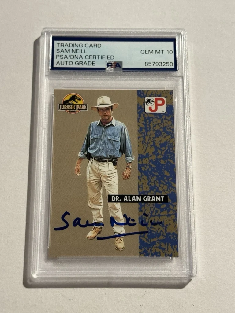 SAM NEILL SIGNED AUTO 1993 Topps Jurassic Park Dr Alan Grant #19 PSA 10 GEM MINT