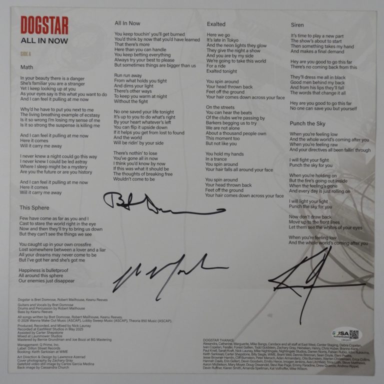 Keanu Reeves JSA Autograph Signed Album Vinyl Record Album Dogstar