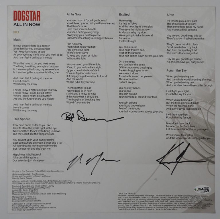 Keanu Reeves JSA Autograph Signed Album Vinyl Record Album Dogstar