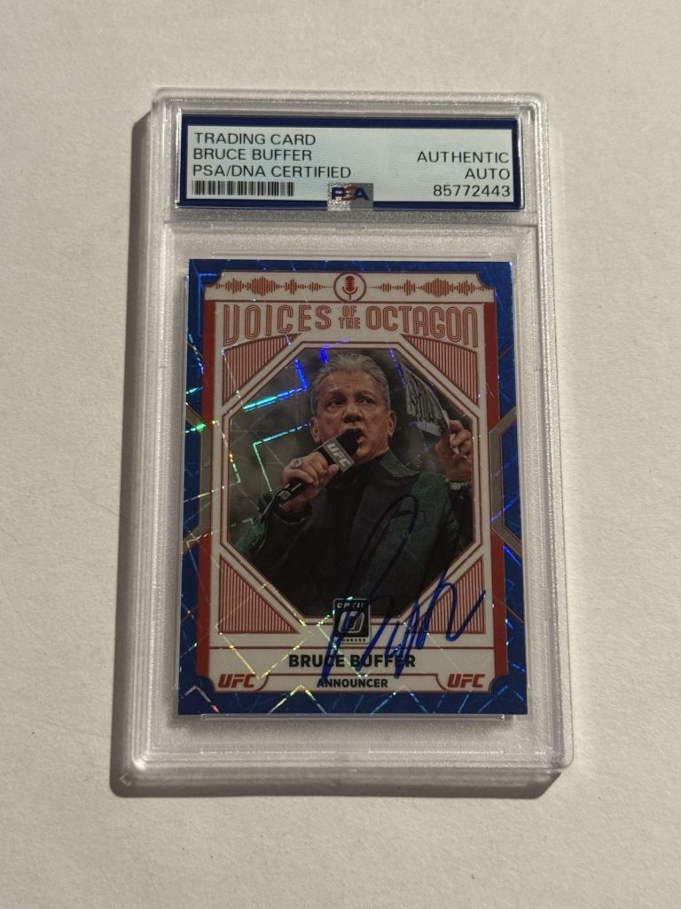 Bruce Buffer SIGNED AUTO 2022 Donruss Optic Blue Velocity Prizm #121 PSA